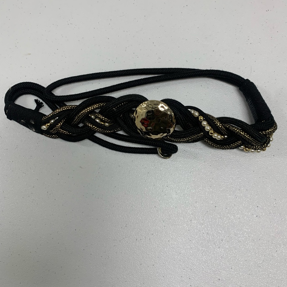 Elegant Black and Gold Braided Vintage Belt